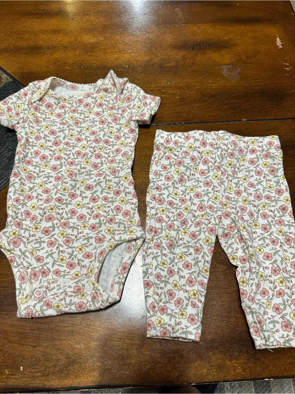 Carter's White Floral Baby Matching Set - Pink and Yellow Flowers